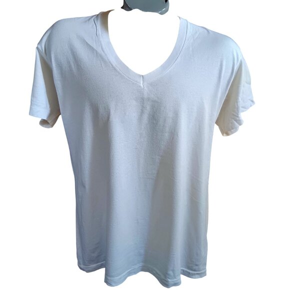 XL Vintage T-Shirt Single Stitch Fruit Of The Loom V-Neck White Cotton Grunge - Picture 2 of 6